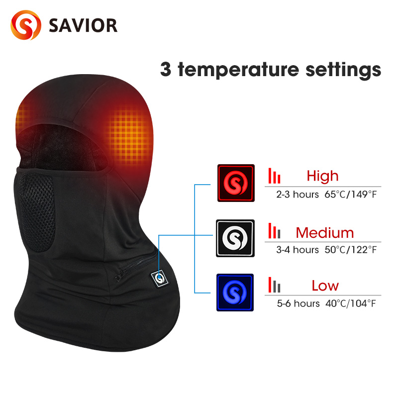 Balaclava Ski Mask - Savior-加熱スキーマスク,バッテリー付き,暖かい帽子,女性用,スノーボード,バラクラバ,ネックウォーマー,サーマルバラクラバ