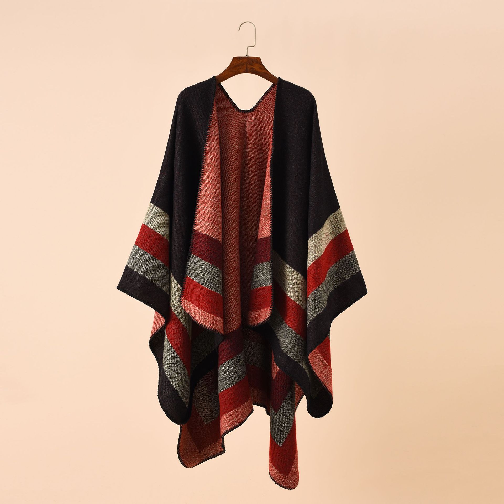 Shawl Wrap Winter - 女性のための暖かい市松模様のポンチョ、特大のショールとラップ、カシミヤパシュミナ、女性のファッション、新しい、冬、2024