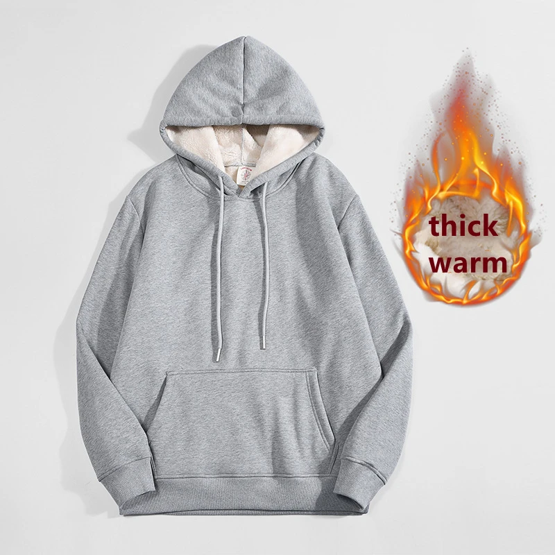 Sherpa Hoodie Fleece - 高品質グレー厚手フリース裏地付きパーカーメンズ冬用パーカーカンガルーポケット付きスウェットシャツフード付きプルオーバーカジュアルコート