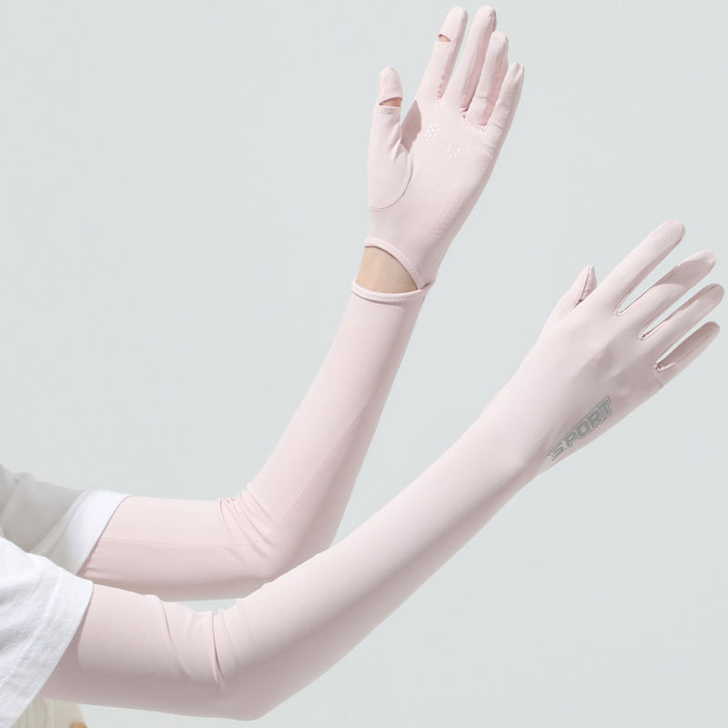 Touch Screen Gloves - 女性用長袖アイスシルクアームカバー、乗馬UV保護、タッチスクリーン、クール、アウトドア、春、夏