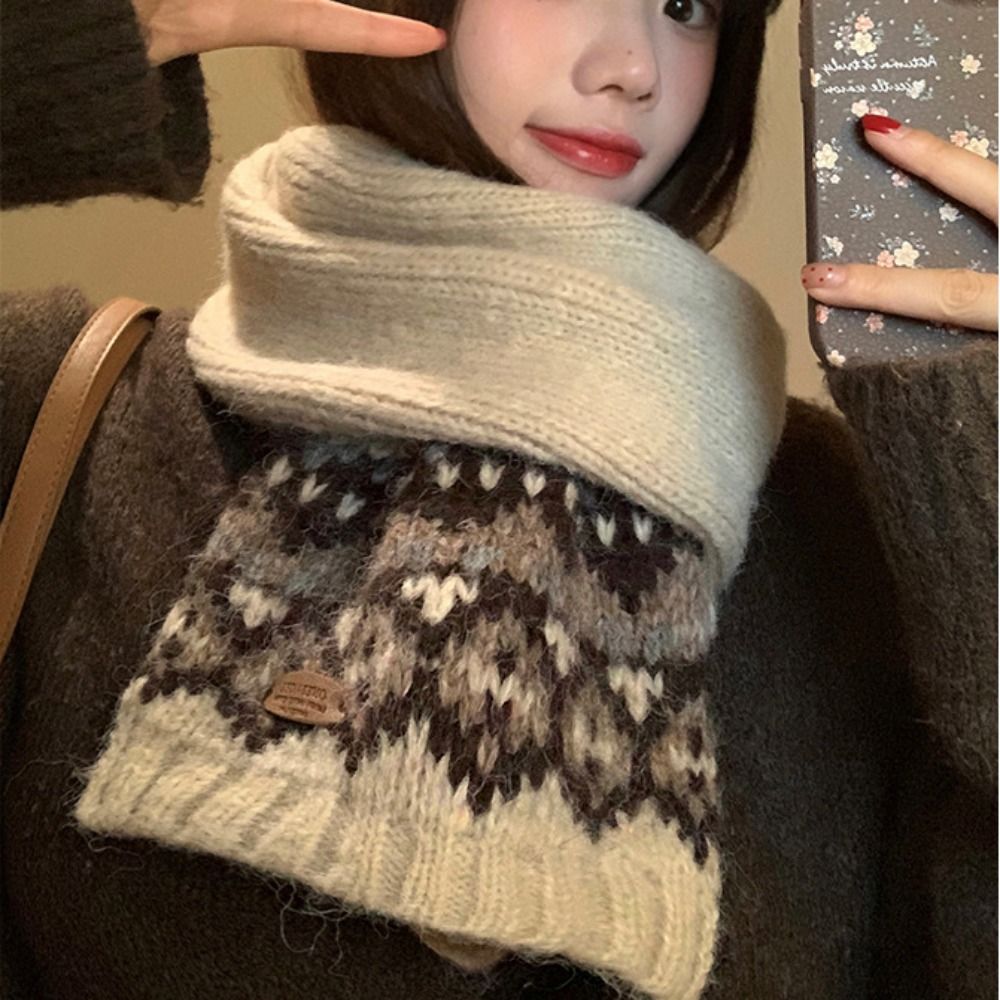 Wool Scarf Men - クラシックウールジャカードニットスカーフ厚手冬用カシミヤスカーフ韓国風暖かいフェアアイルスタイルショール女性/男性用