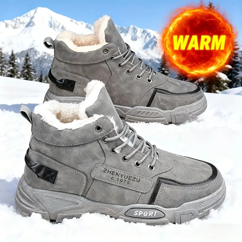 Waterproof Winter Boot - メンズ秋冬用ハイカット大型アウトドアスノーブーツ、暖かさと快適さを保つための豪華な裏地付き、足に負担をかけずに秋と冬のアウトドア活動に最適です。