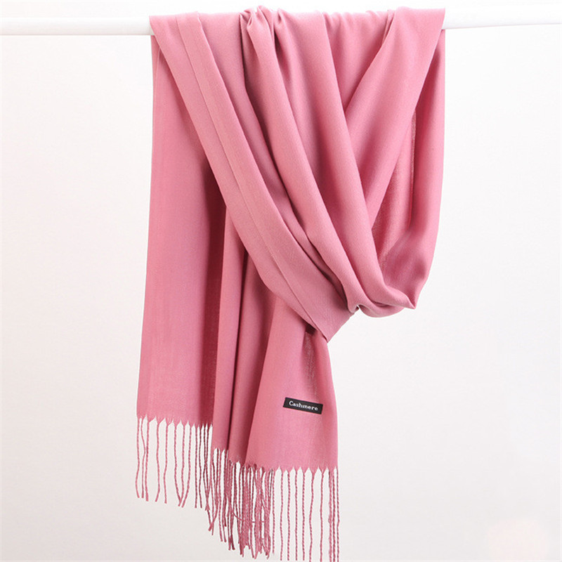 Cashmere Pashmina Wrap - ファッションソリッドカラー 2023 女性スカーフ冬ヒジャーブ Tessale タッセルロング女性ショールカシミヤのようなパシュミナヒジャーブスカーフラップ
