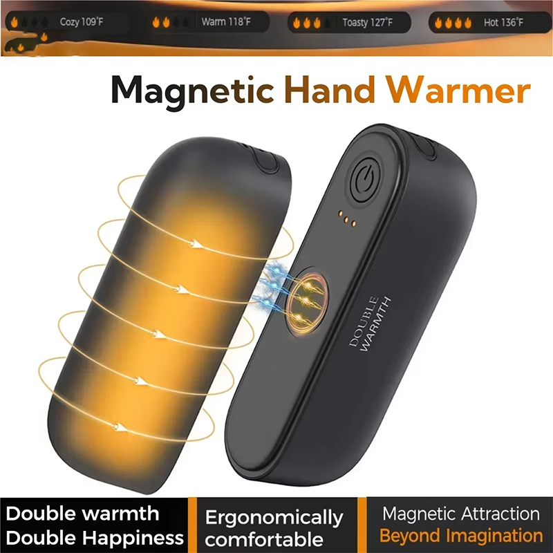 Hand Warmer Electric - 2-in-1 磁気充電式ハンドウォーマー 電気ポータブルハンドウォーマー 長時間持続 安全加熱ウォーマー ポケットヒーター