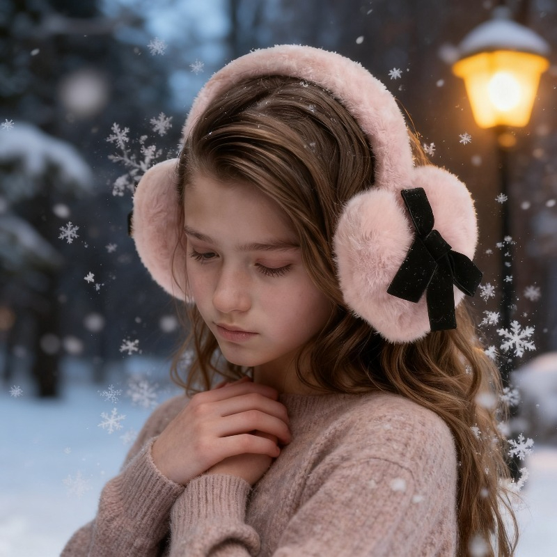 Earmuffs Foldable - 1pc 女性用冬用ソリッドカラーイヤーマフ、屋外用暖かさふわふわフリース冬用折りたたみ式イヤーマフ、女の子用折りたたみ式アクセサリー