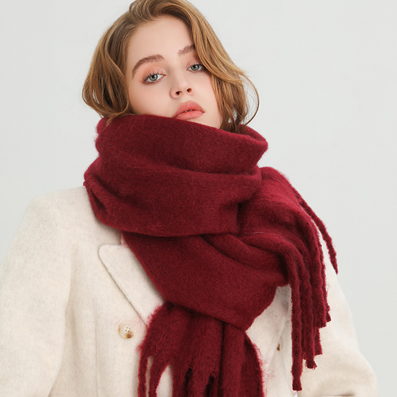 Shawl Wrap Winter - 冬用スカーフ女性用カシミア暖かい固体パシュミナブランケットラップ女性用厚手柔らかいブファダ大きなタッセルショール長いポンチョエシャルペ