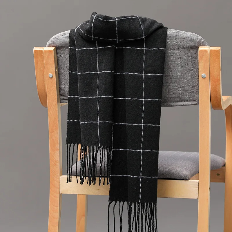 Wool Scarf Men - 2023 新しい冬の男性スカーフ保温カシミヤスカーフカジュアルブランドデザイナーパシュミナネッカチーフタッセルビジネスショールラップ