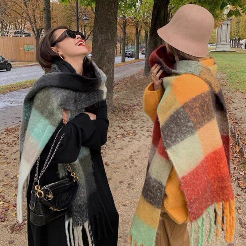 Cashmere Pashmina Wrap - 新しい高級冬厚く暖かいスカーフ女性カシミヤショールとラップパシュミナネッカチーフ Bufanda 女性ロングテッセル Echarpe 2023
