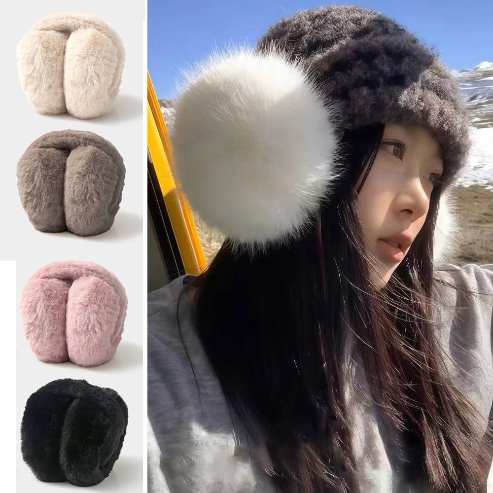 Earmuffs Foldable - 屋外冬用暖かいイヤーマフ、防寒ソフト折りたたみ式耳当て、携帯用フェイクファーイヤーマフ、女性男性用
