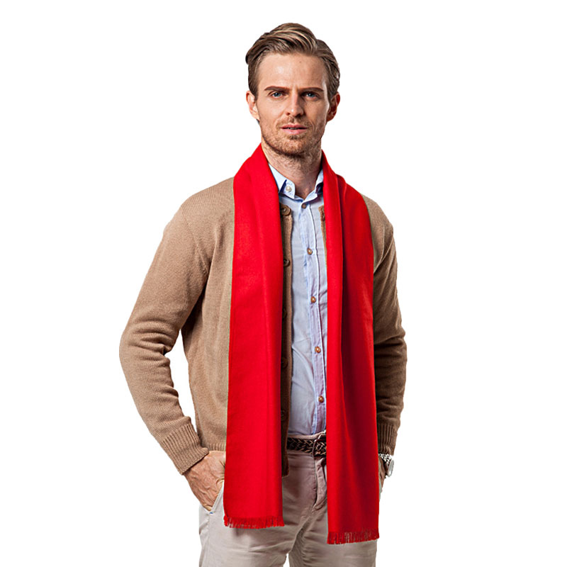 Wool Scarf Men - ファッション冬無地男性赤いスカーフ高級ブランドデザイナースタイルウールソフトカシミヤスカーフ Cachecol Masculino Inverno ショール