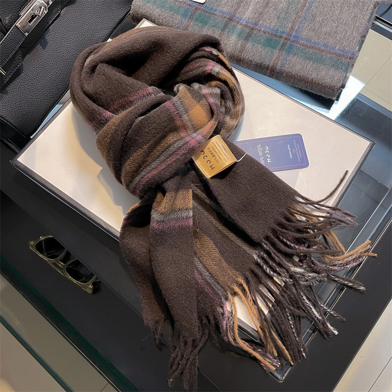 Wool Scarf Men - 高品質純粋な 100% ウール男性スカーフソフト暖かいカシミヤマフラー男性秋冬ショールビジネススカーフクリスマスギフト男の子