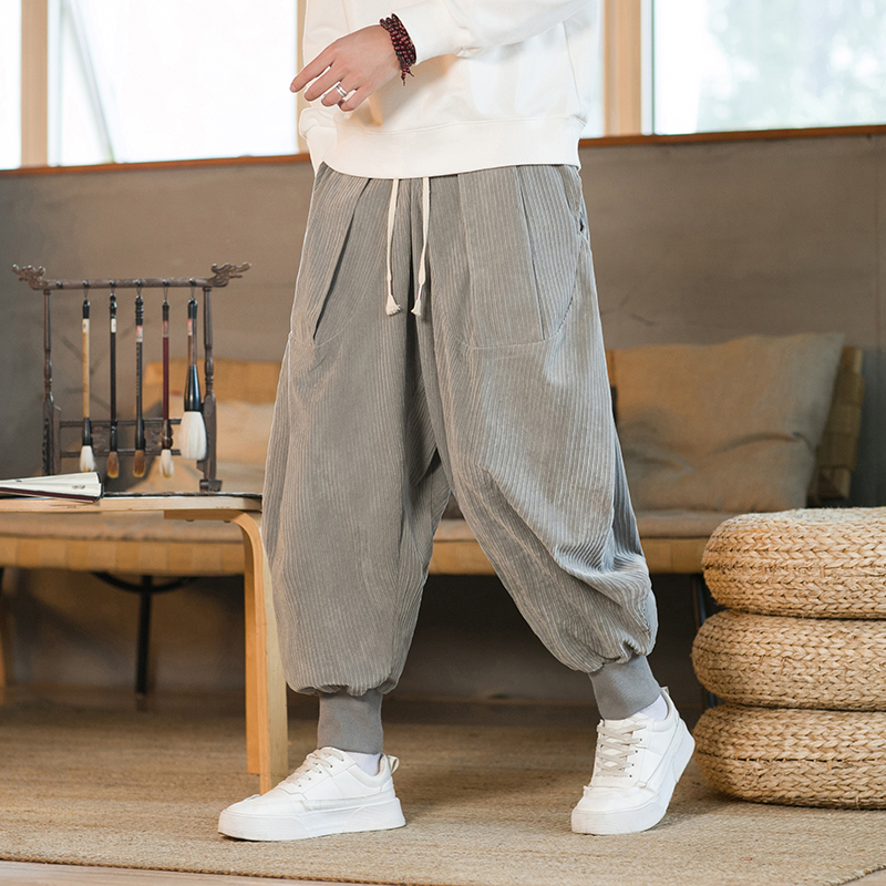 Corduroy Pant Warm - 男性と女性のためのコーデュロイパンツ、特大のharemスウェットパンツ、ルーズクロッチ、ヒップホップパンツ、厚手と暖かい、カジュアルファッション、冬、2023
