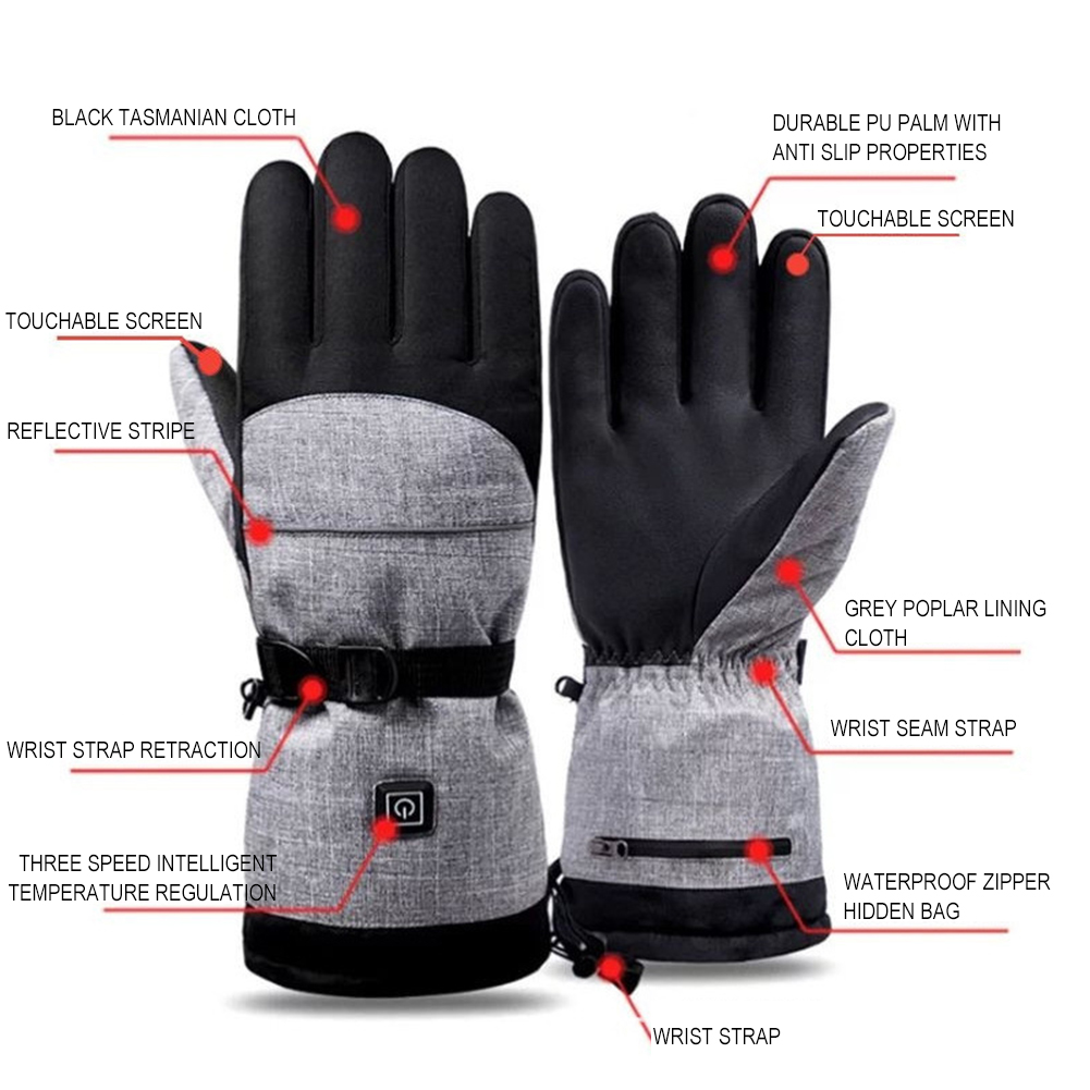 Hand Warmer Electric - 1 ペアハンドウォーマー熱電気ハイキングスキー加熱手袋 5000mAh バッテリー防水滑り止め充電式男性女性用