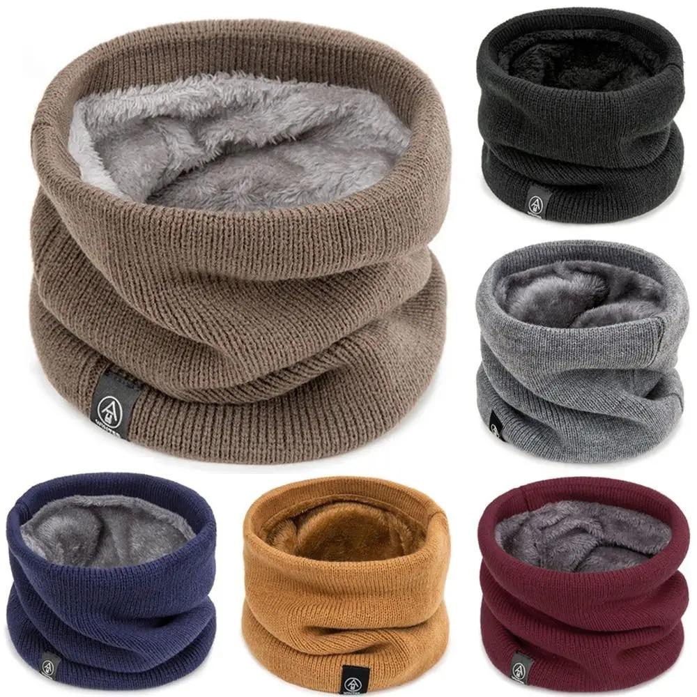 Wool Scarf Men - ファッション女性用ニットスカーフ、無地カシミヤ風冬用スヌードスカーフ、レディース暖かいウールファー厚手ユニセックスメンズネックスカーフリング
