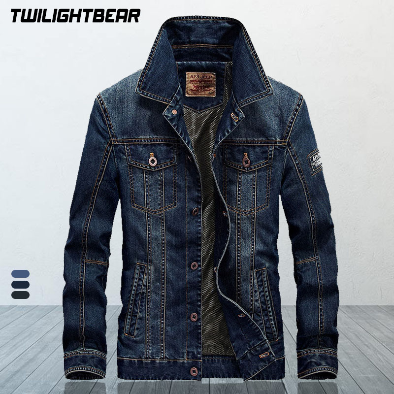 Down Jacket Packable - 高品質メンズデニムジャケットコート 5XL 特大オーバーコート春秋レトロカウボーイジャケット男性服カジュアルアウター