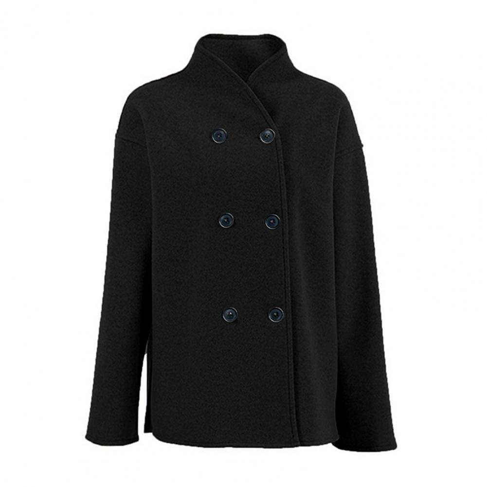 Wool Coat Peacoat - レディース冬用クロップドウールコート、ダブルブレスト、ドレッシージャケット、秋用カジュアル、長袖ショートピーコート
