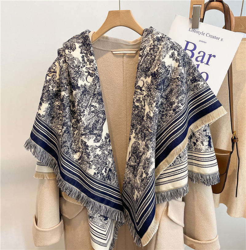 Cashmere Pashmina Wrap - 女性のための豪華なカシミヤブレンドブファンダプリントスカーフ、クラシックなタッセルショール、暖かいラップ、パシュミナ、冬