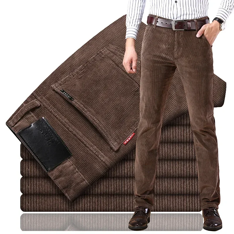 Corduroy Pant Warm - 2025年春秋メンズコーデュロイカジュアルパンツストレートレッグルーズフィットユース冬厚手暖かいベルベットロングパンツメンズトラウザーズ