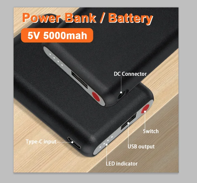 Heated Vest Battery - 暖房用充電式バッテリー,5V, 5000mAh,屋外および冬用