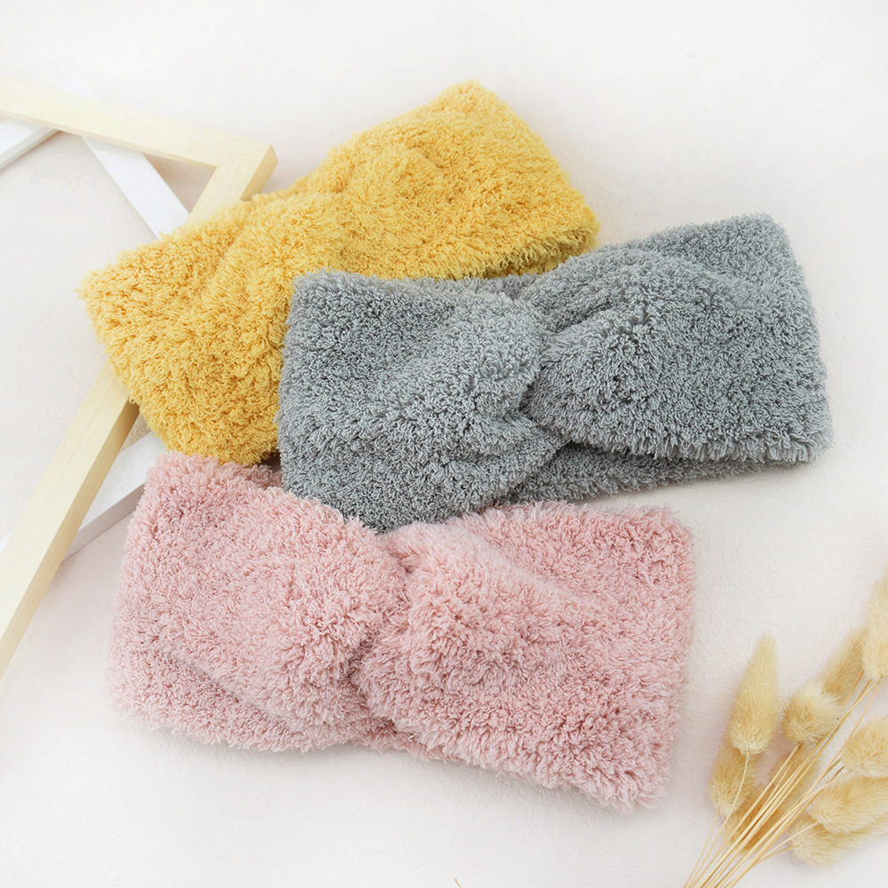 Winter Headband Fleece - 新しいフリースクロスワイドヘッドバンド女性女の子秋冬ソフトヘアホルダーヘアバンド固体暖かい帽子ヘアアクセサリー