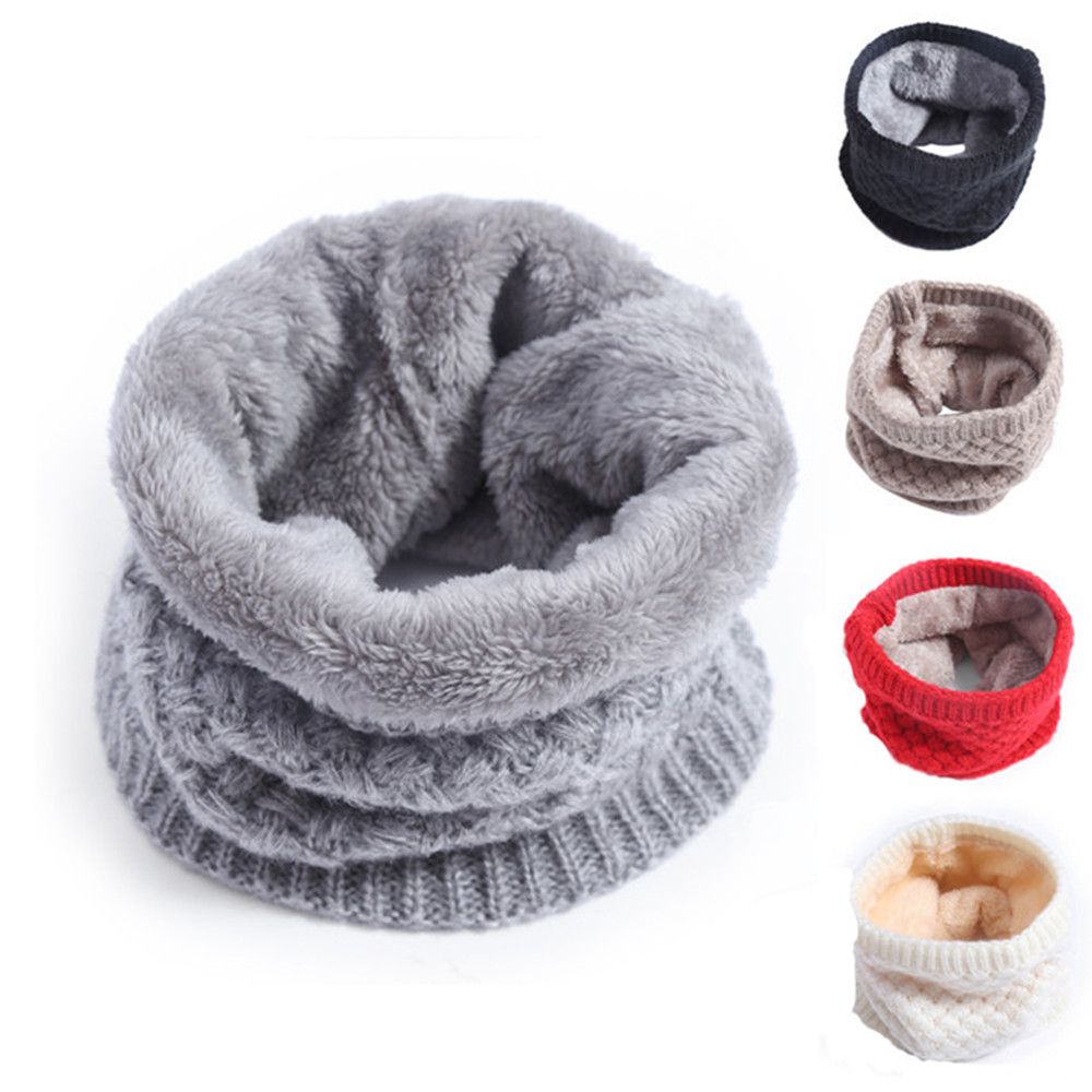 Wool Scarf Men - 男性と女性のための内側に厚いフリースを備えたニットネックスカーフ、スヌードスカーフ、ウールの襟、リングスカーフ、伸縮性のあるニット、冬