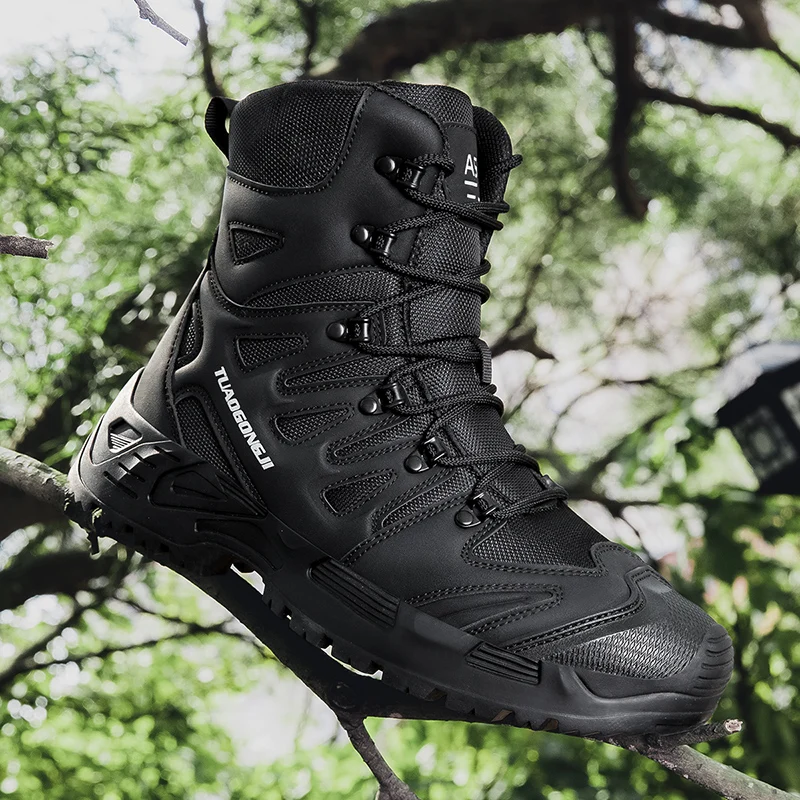 Waterproof Winter Boot - 男性の屋外ハイキング戦術ブーツ足首デザートブーツスポーツ登山靴軍事作業防水作業安全狩猟靴