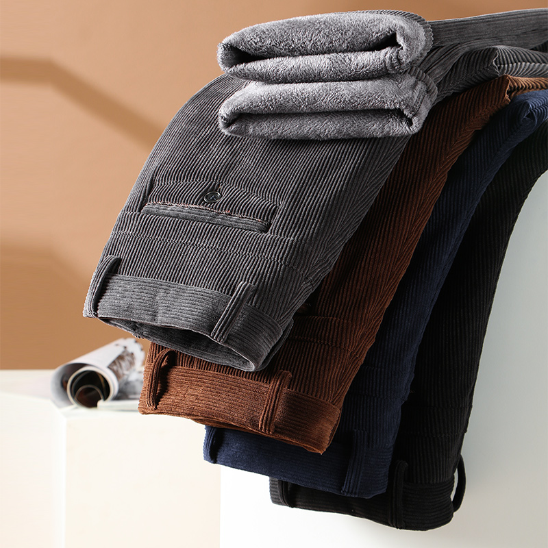 Corduroy Pant Warm - 冬のメンズフリースコーデュロイパンツビジネスファッションクラシックスタイル厚く暖かいストレッチパンツ男性ブランド服