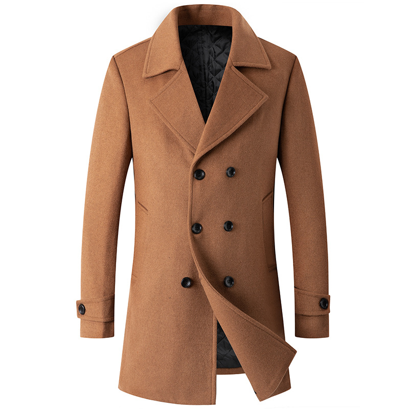 Wool Coat Peacoat - 男性用ダブルブレストジャケット,ロングトレンチコート,冬用ウインドブレーカー,男性用ファッションウェア