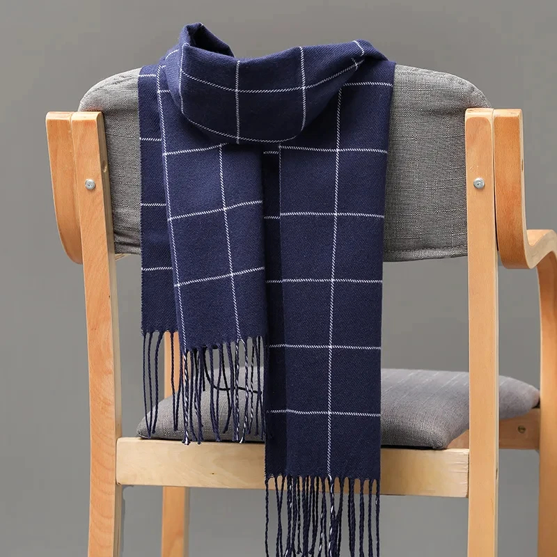 Wool Scarf Men - 2024 新しい冬の男性スカーフ保温カシミヤスカーフカジュアルブランドデザイナーパシュミナネッカチーフタッセルビジネスショールラップ