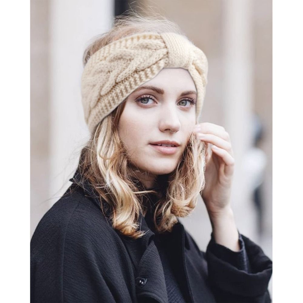 Winter Headband Fleece - 冬ニット女性ヘッドバンド厚いフリース裏地かぎ針編みターバンツイスト結び目暖かいイヤーウォーマーヘアアクセサリー