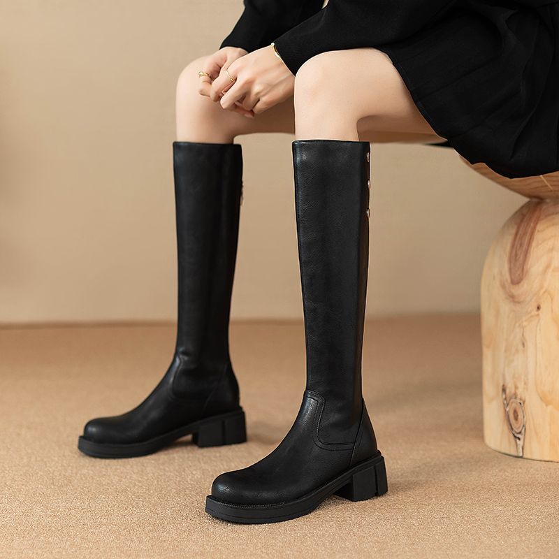 Waterproof Winter Boot - 秋冬ミドルヒールレディースニーハイ丈防水PUファッション2025ブーツデザイナー高級ワークレディースロングブーツ