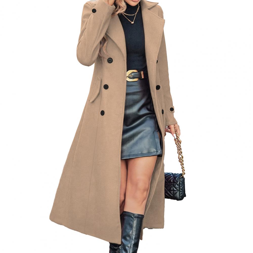 レディース冬用オーバーコート 女性用ロングウールコート ダブ - Wool Coat Peacoat のレビューと価格