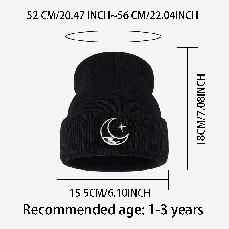 1歳から3歳向けのニット帽：星と月の刺繍が可愛い暖かいビーニ - Knit Beanie Hat Warm のレビューと価格