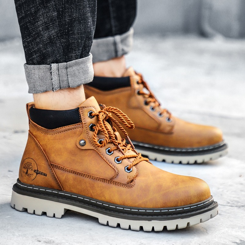 メンズブーツハイトップカジュアルシューズ秋冬レトロ防水アンク - Waterproof Winter Boot のレビューと価格