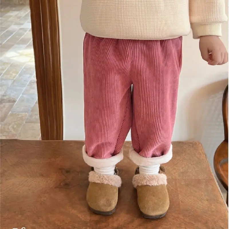 秋冬子供服フリース裏地付き無地コーデュロイパンツ暖かい1-6 - Corduroy Pant Warm のレビューと価格