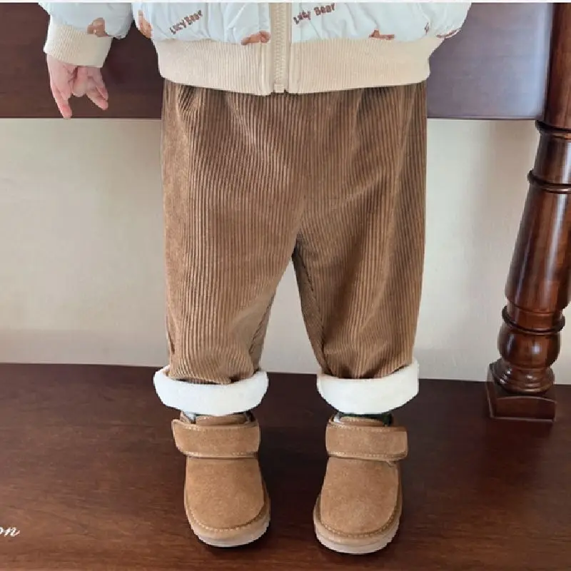 秋冬子供服フリース裏地付き無地コーデュロイパンツ暖かい1-6 - Corduroy Pant Warm のレビューと価格