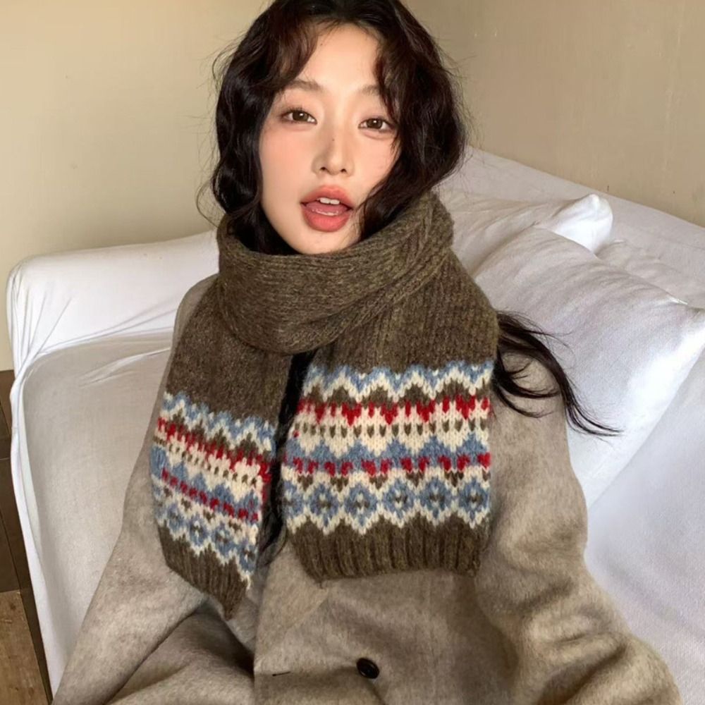 クラシックウールジャカードニットスカーフ厚手冬用カシミヤスカ - Wool Scarf Men のレビューと価格