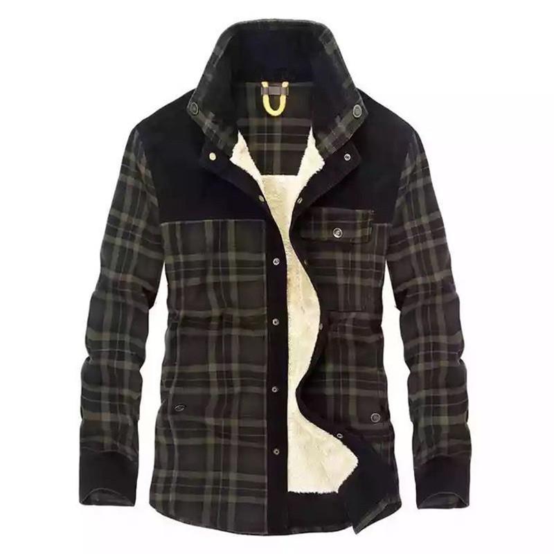 メンズヴィンテージチェック柄シアリング裏地付きフリースシャツ - Flannel Shirt Lined のレビューと価格