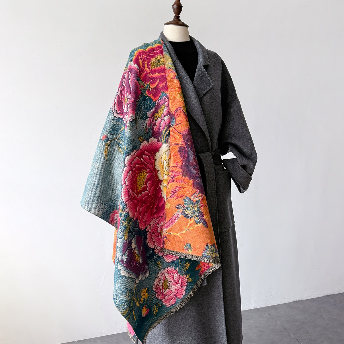 暖かいカシミヤスカーフ女性ショール花柄新ラップ高級厚い毛布冬 - Cashmere Pashmina Wrap のレビューと価格