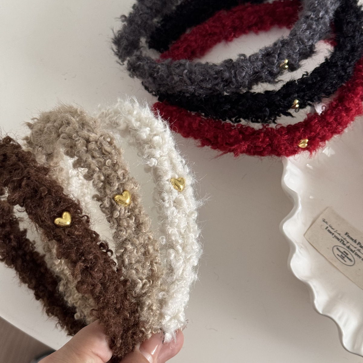 冬用フリースプラッシュヘッドバンド レトロウールニットヘアバ - Winter Headband Fleece のレビューと価格