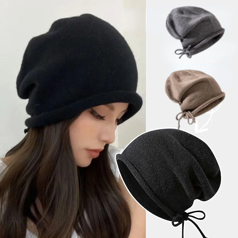 ニットボンネットフード女性用冬暖かいゆったりビーニー帽子女性 - Knit Beanie Hat Warm のレビューと価格