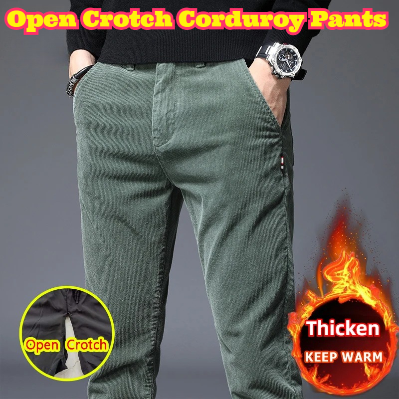オープンクロッチメンズ秋冬フリース裏地付きコーデュロイパンツ - Corduroy Pant Warm のレビューと価格