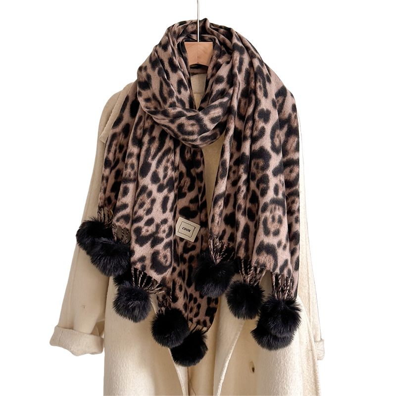 新作高級冬用レオパード柄両面カシミヤスカーフ高品質女性用厚手 - Shawl Wrap Winter のレビューと価格