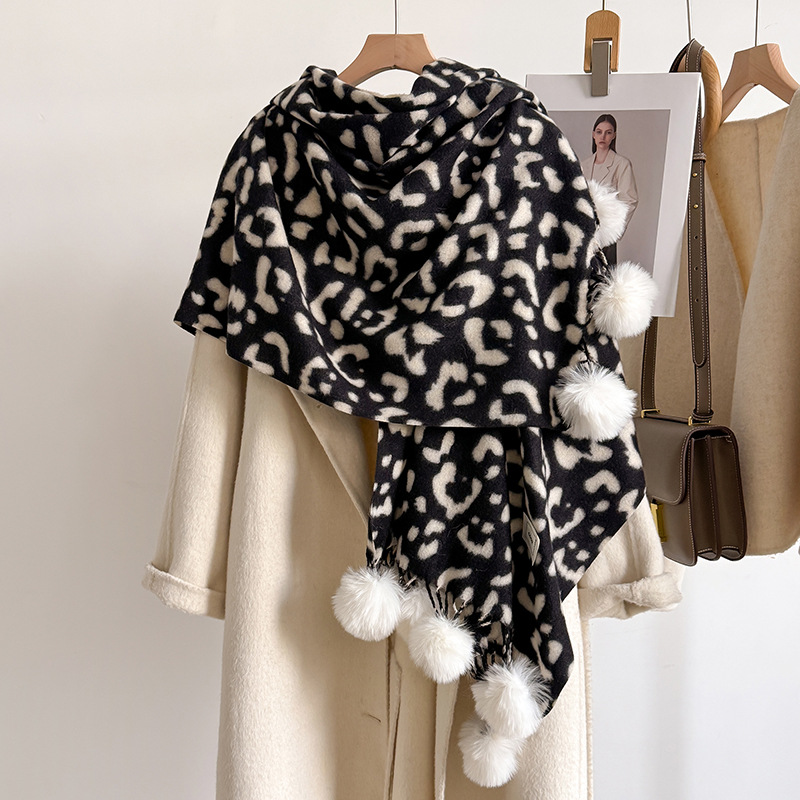 新作高級冬用レオパード柄両面カシミヤスカーフ高品質女性用厚手 - Shawl Wrap Winter のレビューと価格