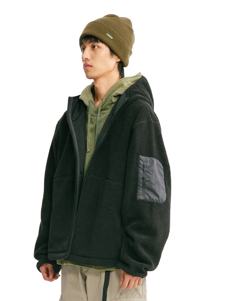 メンズパーカー秋冬綿ジャケットアウトドアスポーツ無地ルーズフ - Sherpa Hoodie Fleece のレビューと価格
