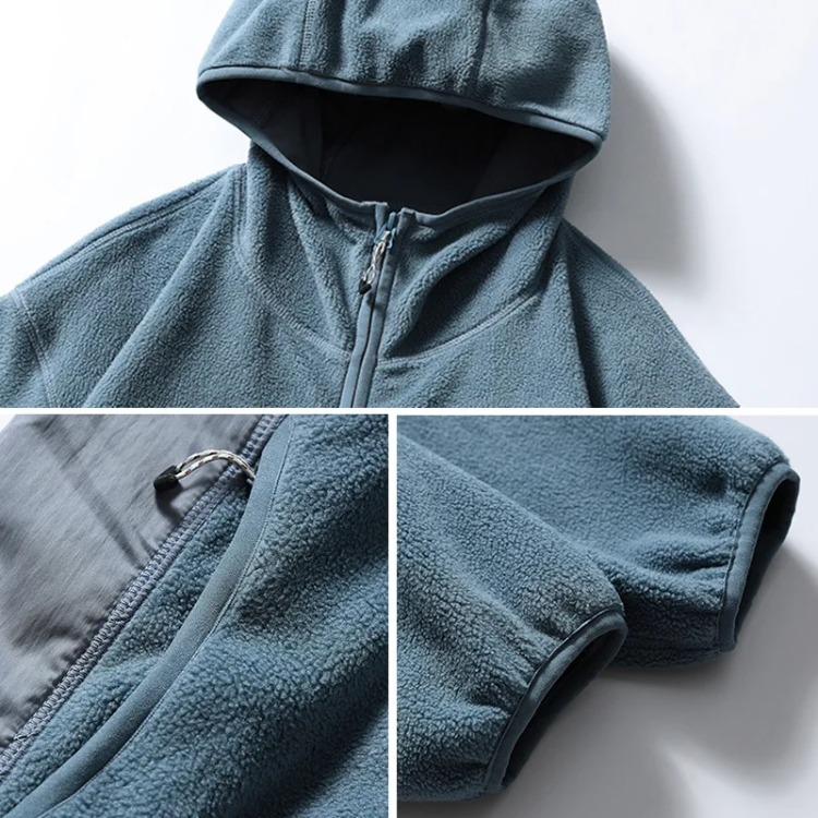 メンズパーカー秋冬綿ジャケットアウトドアスポーツ無地ルーズフ - Sherpa Hoodie Fleece のレビューと価格