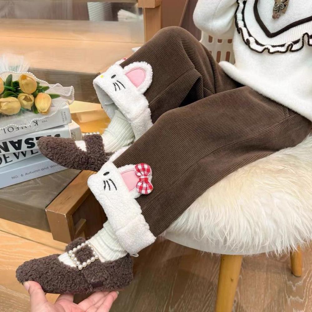女の子用コーデュロイパンツ,ハイウエスト,ワイドレッグ,カジ - Corduroy Pant Warm のレビューと価格