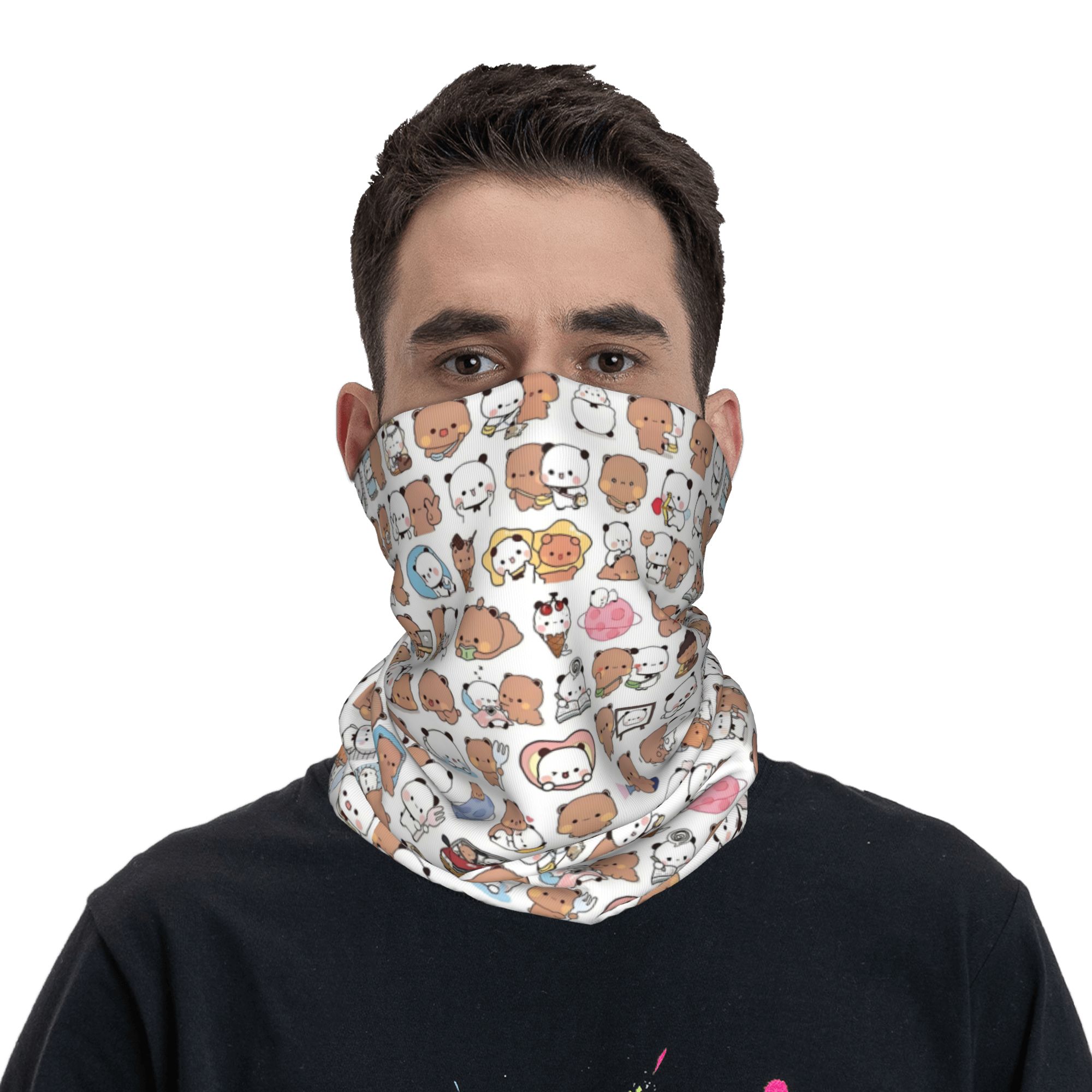 カスタムベア漫画ピーチとゴマブブドゥドゥバンダナネックウォー - Neck Gaiter Fleece のレビューと価格