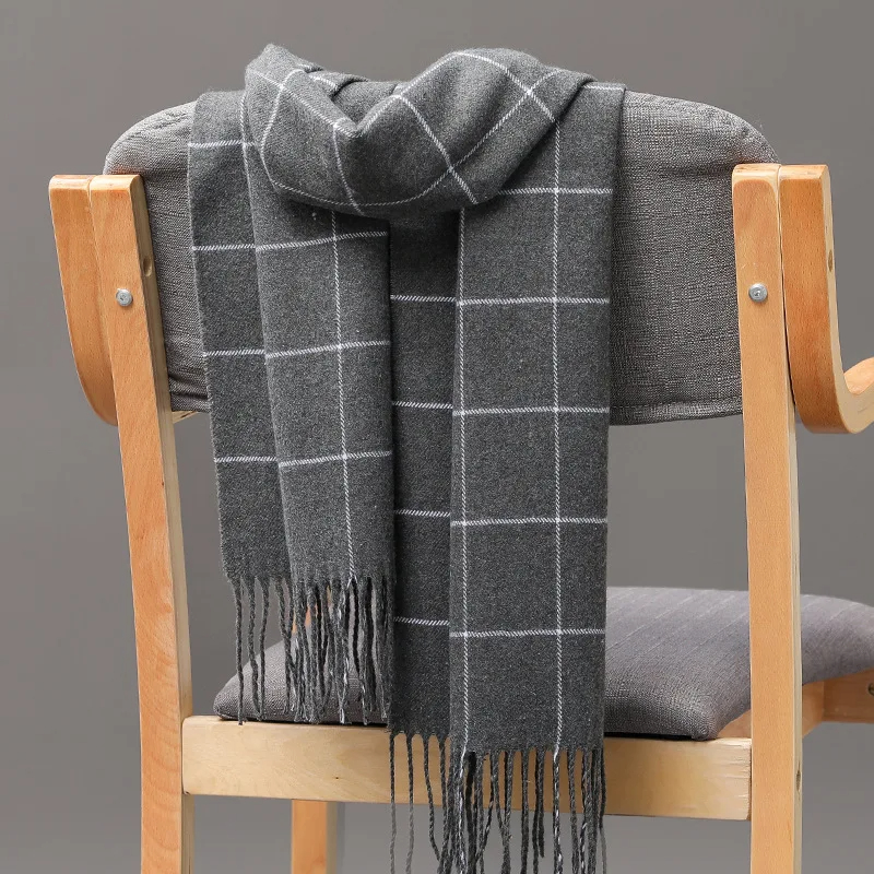 2023 新しい冬の男性スカーフ保温カシミヤスカーフカジュア - Wool Scarf Men のレビューと価格