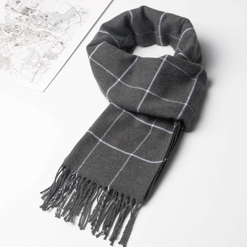 2023 新しい冬の男性スカーフ保温カシミヤスカーフカジュア - Wool Scarf Men のレビューと価格